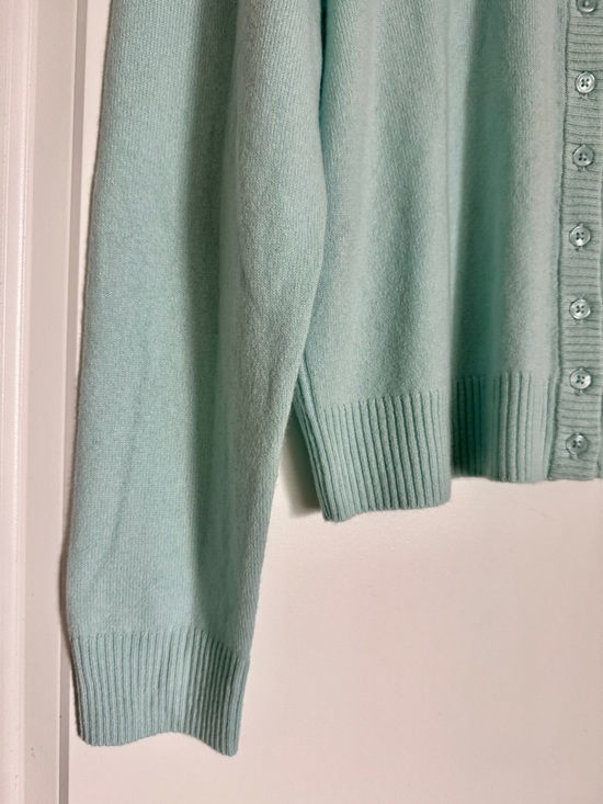 NWT! J. CREW Women’s Perfect cashmere cardigan Sky Mint Size Large 100% Cashmere - Picture 4 of 15